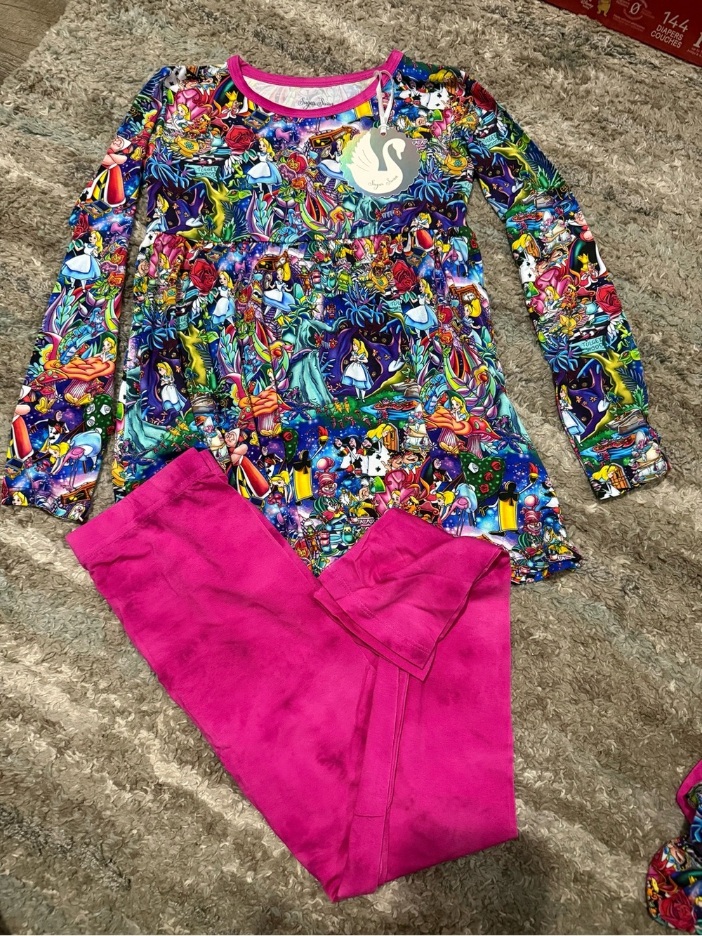 9/10 Sugar Swan Alice in Wonderland Bamboo Peplum Set *New with Tags*